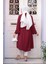Düğmeli Bordo Tesettür Tunik 32172BR 3