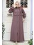 Kapşonlu Koyu Vizon Tesettür Abaya 62602KV 2