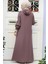 Kapşonlu Koyu Vizon Tesettür Abaya 62602KV 3