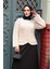 Tüylü Krem Tesettür Triko Hırka 8828KR 4