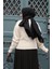Tüylü Krem Tesettür Triko Hırka 86041KR 3