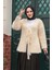 Tüylü Krem Tesettür Triko Hırka 8682KR 2