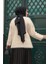 Tüylü Krem Tesettür Triko Hırka 8682KR 3