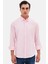 Slim Fit Pembe Armürlü Düğmeli Yaka Pamuklu Gömlek 5HC02ORT07265 1