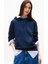 Kadın Regular Fit Kapüşonlu Kanguru Cepli Sweatshirt - Lacivert 1