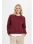 Bordo Bisiklet Yaka Oversize Kadın Sweatshirt 9152M 1