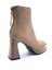 G25K414 Arkadan Fermuarlı Platformlu Topuklu Kapuçino Kahverengi Kadın Bot 4