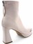 G25K414 Arkadan Fermuarlı Platformlu Topuklu Bej Kadın Bot 3