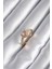 Pirinç Gold Renk Pembe Zirkon Taş Kalp Charm Model Kadın Yüzük 1
