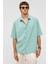 Basic Oversize Kısa Kollu Modal Gömlek Turkuaz 2