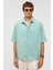 Basic Oversize Kısa Kollu Modal Gömlek Turkuaz 3