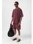 Basic Yıkamalı Oversize Şort Takım Bordo 5