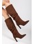 Carola Kadın Körüklü Çizme Süet Deri Ince Topuklu Çizme 1
