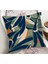 Abstract Botanica Soyut Yaprak Desenli Yeşil Lacivert Turuncu Dekoratif Kırlent Kılıfı 50X50 cm 2