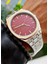 Gümüş Renk Bordo Kadran Çelik Kordon 40MM Ufak Kasa Erkek Kol Saati 1