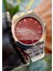 Gümüş Renk Bordo Kadran Çelik Kordon 40MM Ufak Kasa Erkek Kol Saati 2