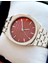 Gümüş Renk Bordo Kadran Çelik Kordon 40MM Ufak Kasa Erkek Kol Saati 3