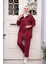 Fermuarlı Bordo Tesettür Ikili Takım 12401BR 2