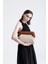 Kadın Kahverengi Çerçeveli Kendinden Desenli Jüt Clutch El Çantası 4