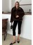 Leopar Desenli Oversize Suni Kürk Ceket Kahve 1010 5