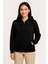 Üç Iplik Kapüşonlu Tam Fermuarlı Kanguru Çepli Sweatshirt Hoodie - Siyah 2
