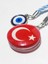 Türk Bayraklı Cam Boncuklu ve Nazar Boncuklu Anahtarlık 3