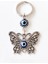 Kelebek Figürlü Nazar Boncuklu Zarif Metal Anahtarlık 3