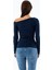 Kadın Asimetrik Yaka Uzun Kollu Basic Bluz Lacivert - MS0001283 8