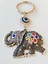 Renkli Taş Süslemeli Fil Metal Anahtarlık 3