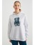 3 Iplik Kot Ayıcık Nakışlı Oversize Kapüşonlu Sweatshirt 1
