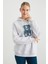 3 Iplik Kot Ayıcık Nakışlı Oversize Kapüşonlu Sweatshirt 2