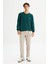 %100 Pamuk Regular Fit Normal Kesim Bisiklet Yaka Koyu Yeşil Sweatshirt 2
