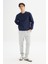 Regular Fit Normal Kesim Bisiklet Yaka Baskılı Lacivert Sweatshirt 2