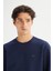 Regular Fit Normal Kesim Bisiklet Yaka Baskılı Lacivert Sweatshirt 4