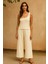 Kadın Beyaz Tek Omuzlu Şık Bluz & Geniş Paça Pantolon Ikili Takım 1