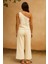 Marsilyan- Kadın Beyaz Tek Omuzlu Şık Bluz & Geniş Paça Pantolon Ikili Takım 2
