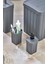 Trend Lüx Fitil Çizgili Desenli Banyo Çöp Kutusu-Wc Tuvalet Fırçası-Sabunluk-Diş Fırçalık Antrasit 3