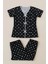 Marsilyan- Kadın Siyah Beyaz Kalp Desenli Fiyonklu Kısa Kollu Pijama Takımı 10