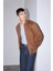 Slim Fit Dar Kesim Süet Kolej Yaka Fermuarlı Çift Cepli Mevsimlik Baharlık Bomber Mont Ceket A3866AX25AU 1