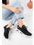 Unisex Triko Sneaker 4555 Model Düz Tabanlı Rahat Siyah Beyaz Ayakkabı 7