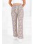 Desenli Beli Lastikli Bürümcük Pantolon Lila - 27681 1