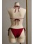 Kadın Bordo Yandan ve Boyundan Bağlamalı Bikini Mayo Takımı 3