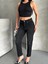Mom Fit Enzim Bıyıklı Taş Yıkama Jeans Pantolon Siyah D2006 6