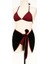 Kadın Bordo Siyah Pareolu Yandan ve Boyundan Bağlamalı 3'lü Bikini Takımı 2