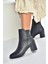 V468581003 Lacivert Hakiki Deri Kalın Topuklu Kadın Bot 2