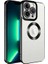 iPhone 16 Pro Metal Çerçeveli Şeffaf Mıknatıslı Kılıf Siyah 1