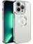 iPhone 15 Pro Metal Çerçeveli Şeffaf Mıknatıslı Kılıf Beyaz 1