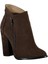 A922640802 Kahverengi Süet Kalın Topuklu Kadın Bot 2