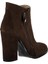 A922640802 Kahverengi Süet Kalın Topuklu Kadın Bot 4