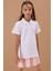 Unisex Kısa Kollu Polo Yaka Mor T-Shirt Kız Çocuklar İçin Günlük Kullanım 6-13 Yaş 4